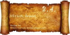 Ulrich Árpád névjegykártya